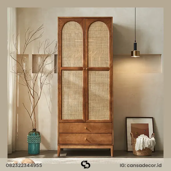 pakaian minimalis 2 pintu Rexa jati Rotan lemari jati minimalis sliding 2 pintu, lemari pakaian 2 pintu kayu jati minimalis, lemari pakaian jati 2 pintu,